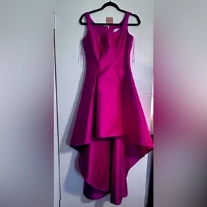 Bright rose Nicole Miller high-low evening dress